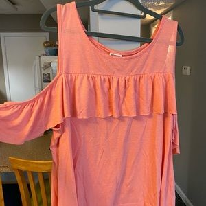Coral cold shoulder top